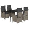 vidaXL 5 Piece Garden Dining Set with Cushions Grey Poly Rattan
