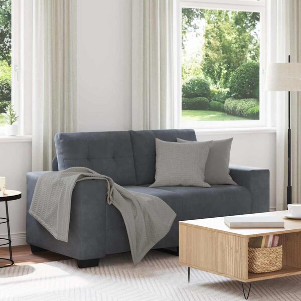 vidaXL Loveseat Sofa Dark Grey 160x77x82 cm Velvet