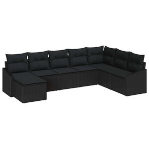 vidaXL Sofa Set 8 pcs Black [Synthetic]: Poly Rattan