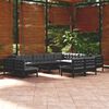 vidaXL 13 Piece Garden Lounge Set with Cushions Black Solid Pinewood