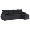 vidaXL 5 Piece Garden Sofa Set with Cushions Black Poly Rattan