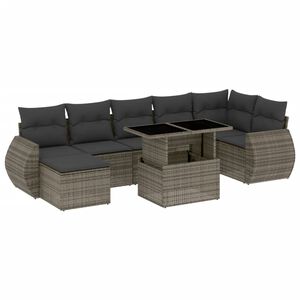 vidaXL 8 Piece Garden Sofa Set with Cushions Grey Poly Rattan