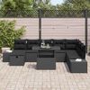 vidaXL Garden Sofa Set Height-Adjustable 9 pcs Black Poly Rattan