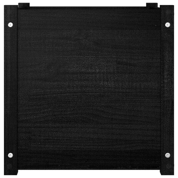 vidaXL Garden Planters 2 pcs Black 50x50x50 cm Solid Pinewood