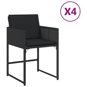 vidaXL Garden Chairs with Cushions 4 pcs Black Poly Rattan