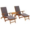 vidaXL Reclining and Folding Sunlounger 3 pcs Solid Acacia Wood