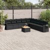 vidaXL 10 Piece Garden Sofa Set with Cushions Black Poly Rattan