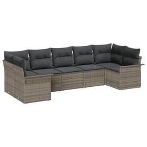 vidaXL Garden Sofa Set 7 pcs Grey Poly Rattan