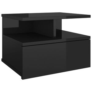 vidaXL Floating Nightstand | High gloss black | Engineered wood | Compact