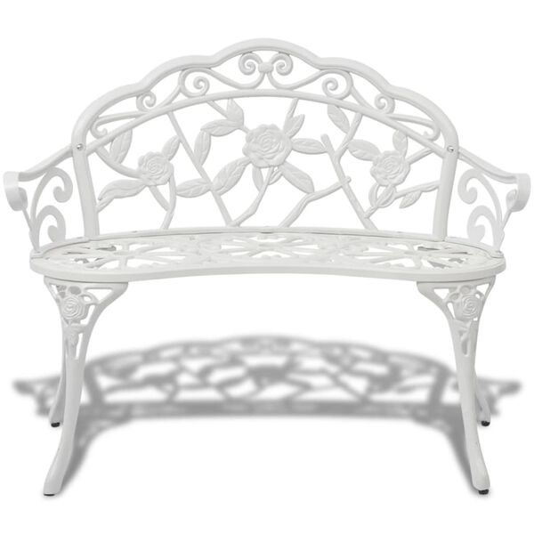 vidaXL Garden Bench 100 cm Cast Aluminium White