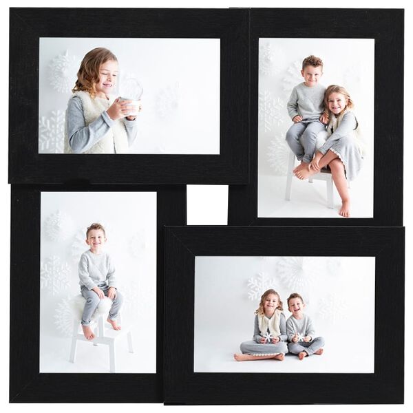 vidaXL Collage Photo Frame for 4x(13x18 cm) Picture Black MDF
