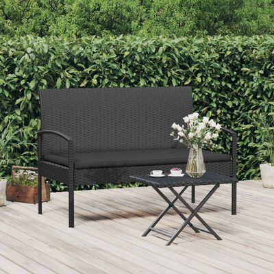 vidaXL Garden Bench with Cushion Black 105 cm Poly Rattan