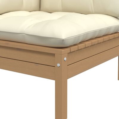 vidaXL Garden Corner Sofa with Cushions Honey Brown Solid Pinewood