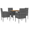 vidaXL 5 Piece Outdoor Dining Set Poly Rattan Grey