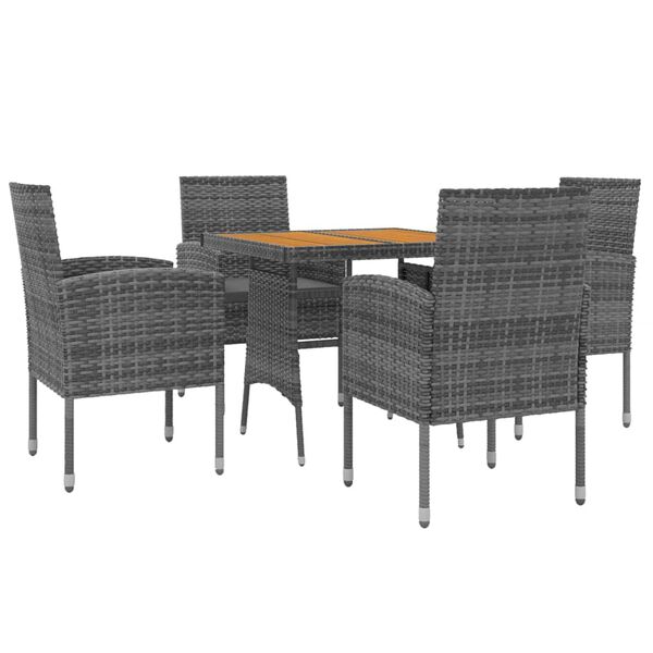 vidaXL 5 Piece Outdoor Dining Set Poly Rattan Grey