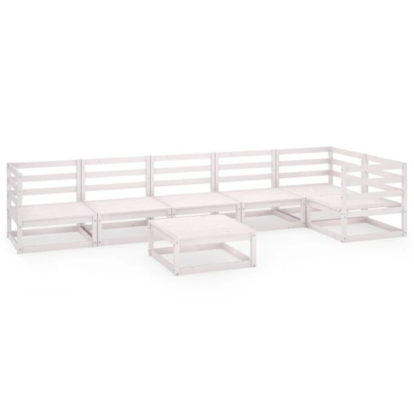 vidaXL 7 Piece Garden Lounge Set White Solid Wood Pine