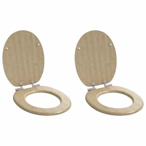 vidaXL WC Toilet Seats 2 pcs with Soft Close Lids MDF Bamboo Design