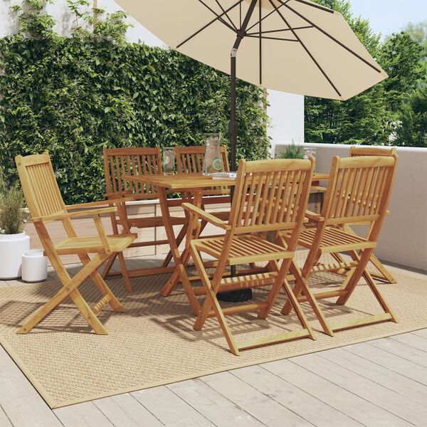 vidaXL 7 Piece Garden Dining Set Solid Wood Eucalyptus