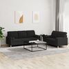 vidaXL 2 Piece Sofa Set with Pillows Black Fabric