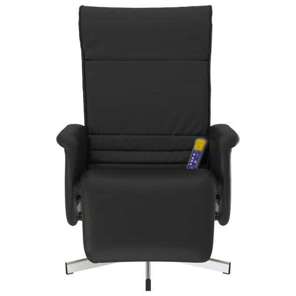 vidaXL Massage Recliner Chair with Footrest Black Faux Leather