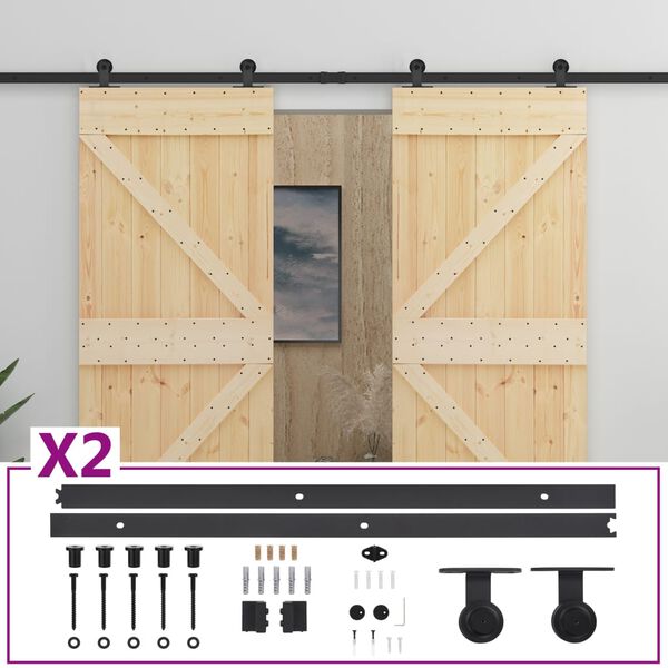 vidaXL Sliding Door with Hardware Set 90x210 cm Solid Pine Wood