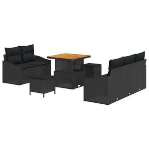 vidaXL Garden Sofa Set 8 pcs 7-Seater Black