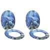 vidaXL WC Toilet Seats 2 pcs with Soft Close Lids MDF Dolphins Design