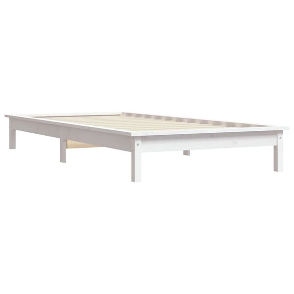 vidaXL Bed Frame without Mattress White Single Solid Wood
