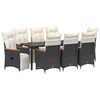 vidaXL Garden Dining Set 9 pcs Black Poly Rattan