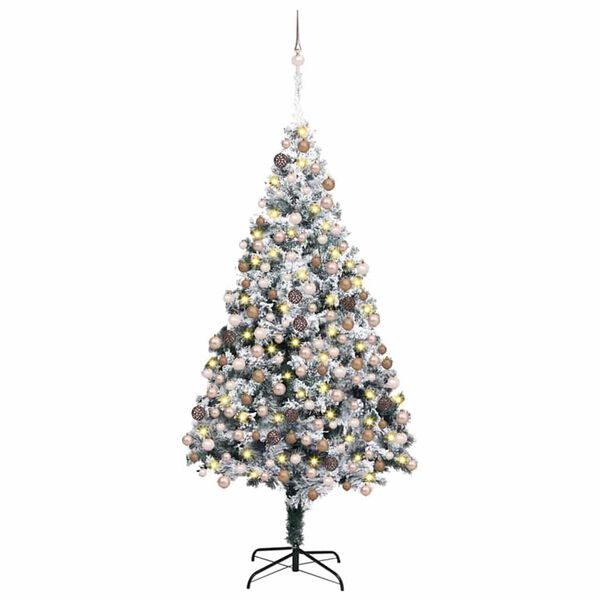 vidaXL Artificial Christmas Tree with 300 LEDs with Stand White 180 cm