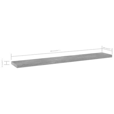 vidaXL Bookshelf Boards 8 pcs Concrete Grey 60x10x1.5 cm Engineered Wood