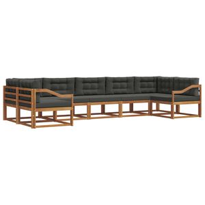 vidaXL Outdoor Sofa Set 7 pcs Natural and Anthracite