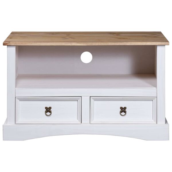 vidaXL TV Cabinet Mexican Pine Corona Range White 91x43x56 cm