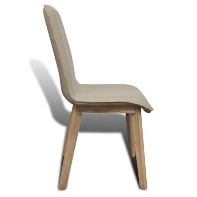 Oak Indoor Fabric Dining Chair Set 2 pcs Beige