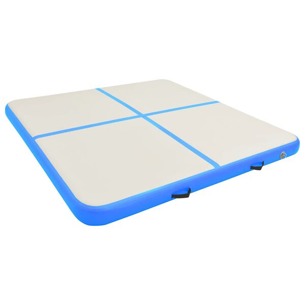 vidaXL Inflatable Gymnastics Mat with Pump 200x200x20 cm PVC Blue