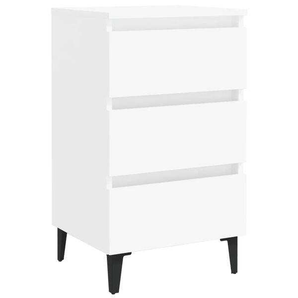 vidaXL Bed Cabinet with Metal Legs White 40x35x69 cm