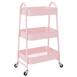 vidaXL Storage Trolley 3-Tier Pink 42x41,5x77 cm Steel