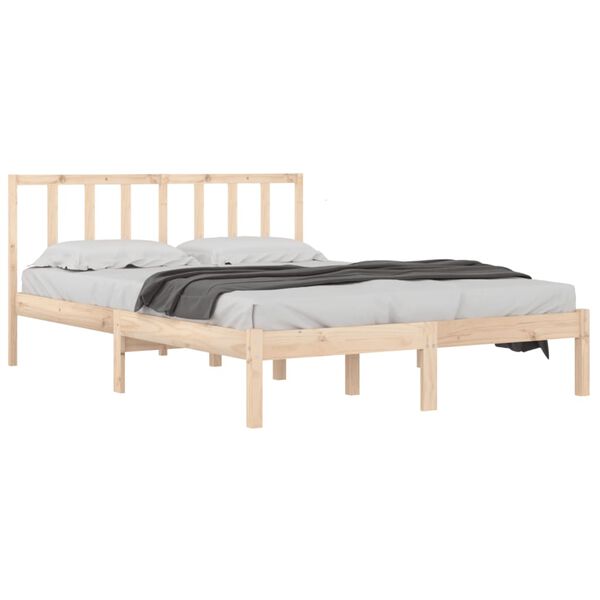 vidaXL Bed Frame without Mattress Solid Wood Pine 135x190 cm Double Double