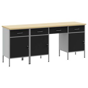 vidaXL Work Cabinet with Drawer 4 pcs Black Engineered Wood and Steel
