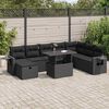 vidaXL 9 Piece Garden Sofa Set with Cushions Black Poly Rattan