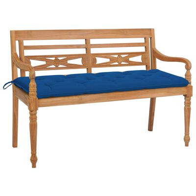 vidaXL Batavia Bench with Blue Cushion 150 cm Solid Teak Wood