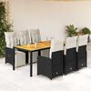 vidaXL 7 Piece Garden Bistro Set with Cushions Black Poly Rattan