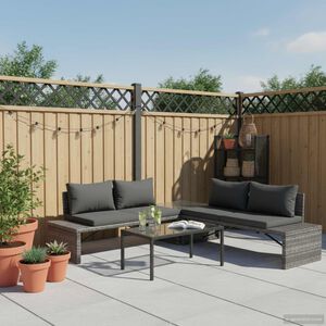 vidaXL 3 Piece Garden Lounge Set with Cushions Poly Rattan Grey