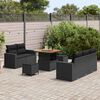 vidaXL Garden Sofa Set with Cushion 8 pcs Black Poly Rattan