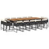 vidaXL 15 Piece Garden Dining Set with Cushions Black Poly Rattan