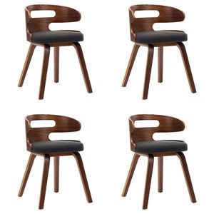 vidaXL Dining Chairs 4 pcs Dark Grey Bent Wood and Fabric
