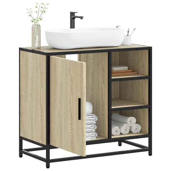 vidaXL Bathroom Sink Cabinet Sonoma Oak 65x33x60 cm Engineered Wood