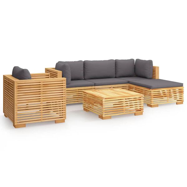 vidaXL 6 Piece Garden Lounge Set with Cushions Solid Wood Teak