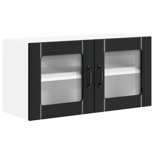 vidaXL Wall Glass Cabinet LUCCA Black 80 x 31 x 40 cm Engineered Wood