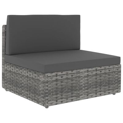 vidaXL Sectional Sofa 3-Seater Poly Rattan Grey